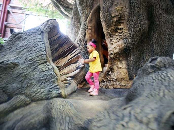 儿童乐园爬行树洞