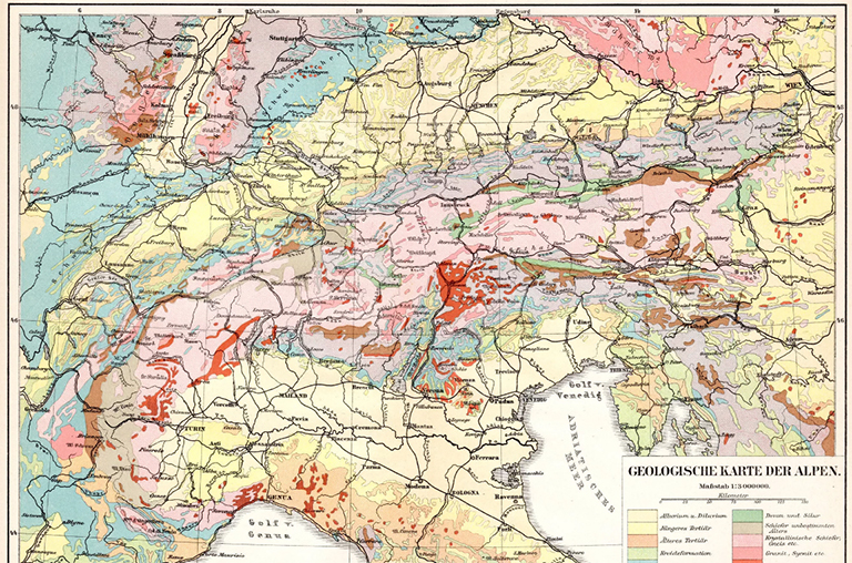 阿尔卑斯山的地质图