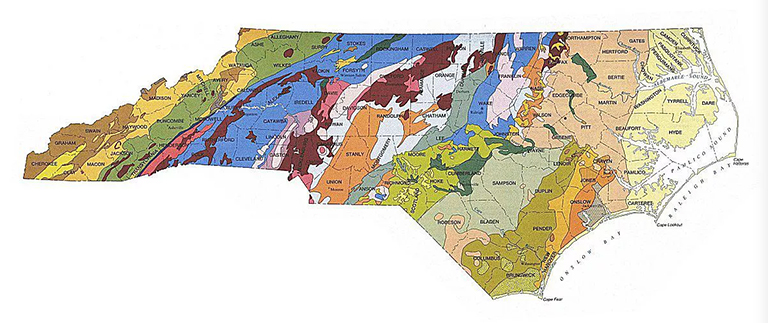 北卡罗莱纳州地质图