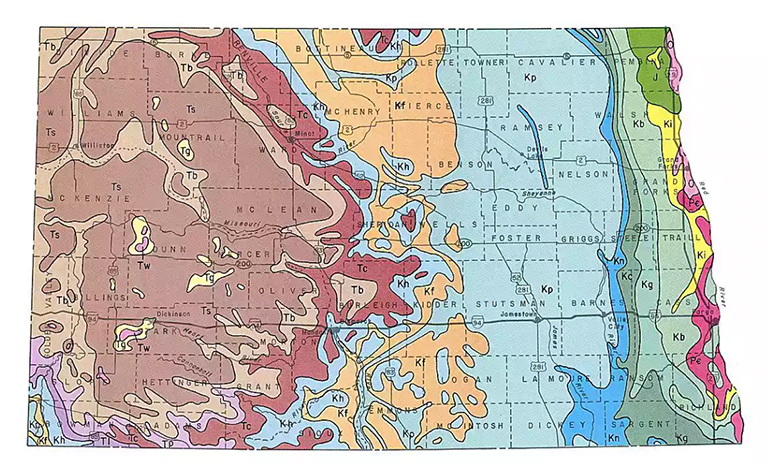 北达科他州地质图
