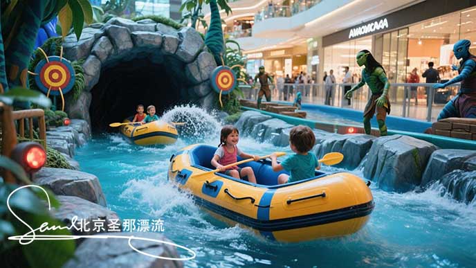 jimeng-2025-06-18-2445-在城市商场中设置阿凡达主题漂流：网红漂流设施，设置漂流洞和仿石漂流水道。儿童漂流....jpeg