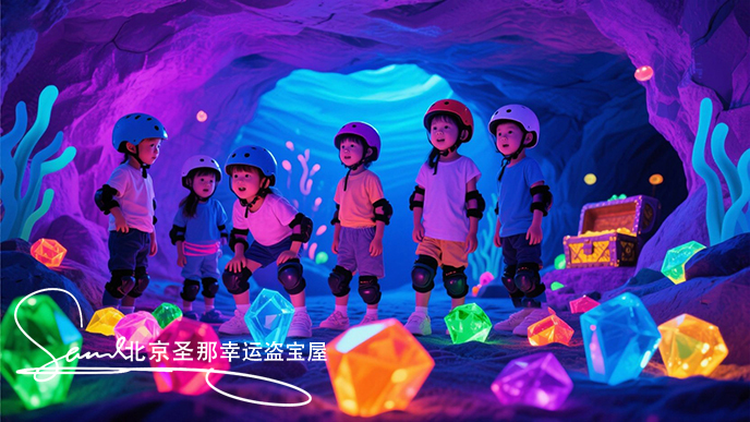 jimeng-2025-06-21-7269-这是一个以海洋为主题的室内儿童游乐项目城市探洞矿洞盗宝场景主题室。场地整体被紫外....jpeg